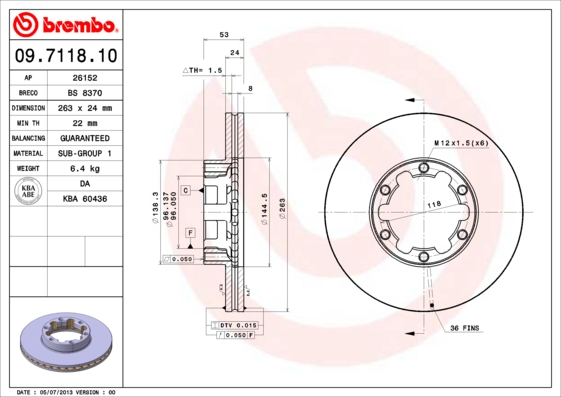 BREMBO Első féktárcsa 09.7118.10_BREMBO