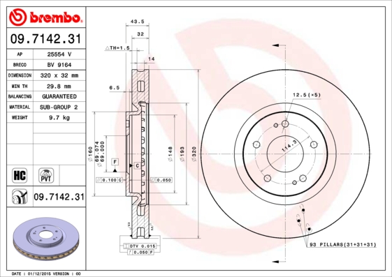 BREMBO Első féktárcsa 09.7142.31_BREMBO