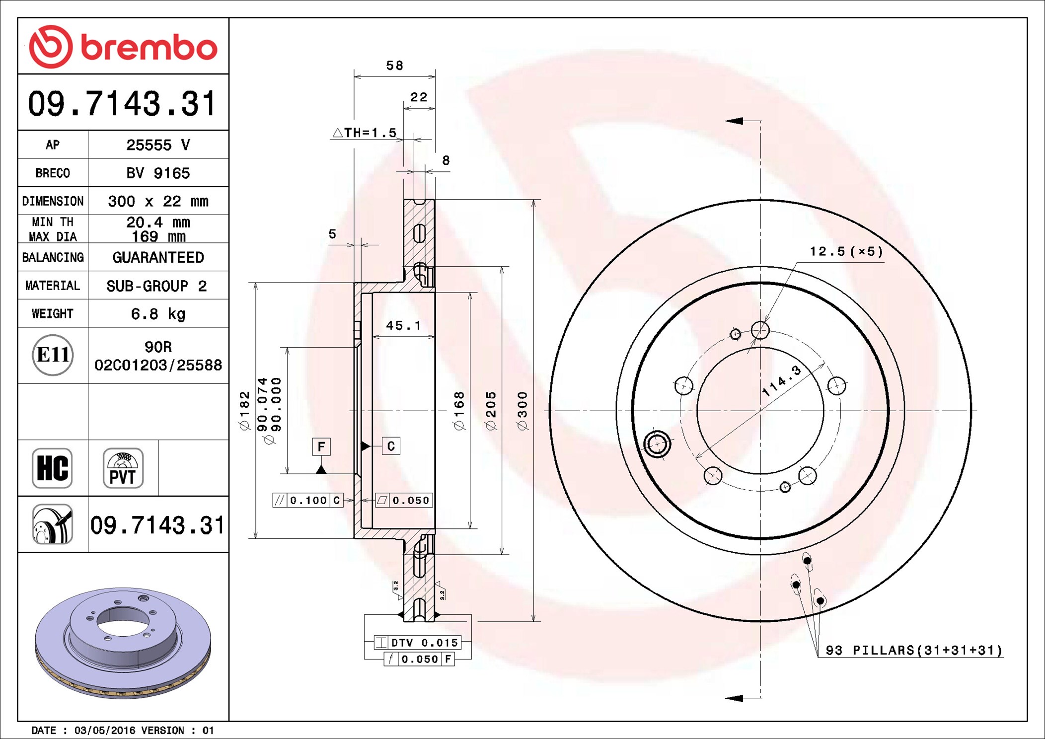 BREMBO Hátsó féktárcsa 09.7143.31_BREMBO