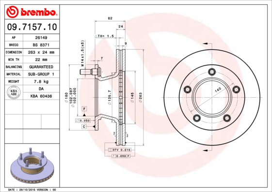 BREMBO Első féktárcsa 09.7157.10_BREMBO