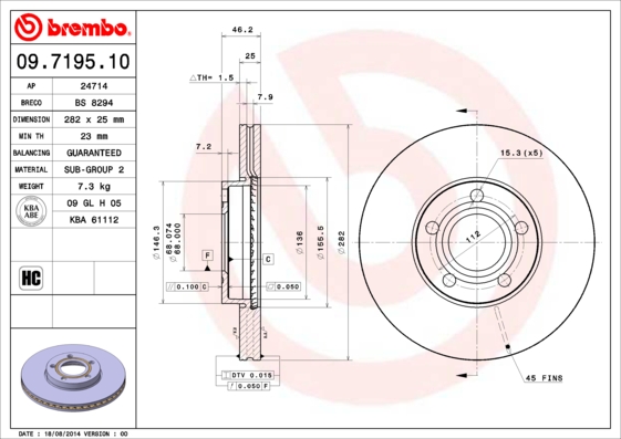 BREMBO Első féktárcsa 09.7195.10_BREMBO