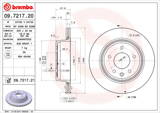 BREMBO Hátsó féktárcsa 09.7217.21_BREMBO