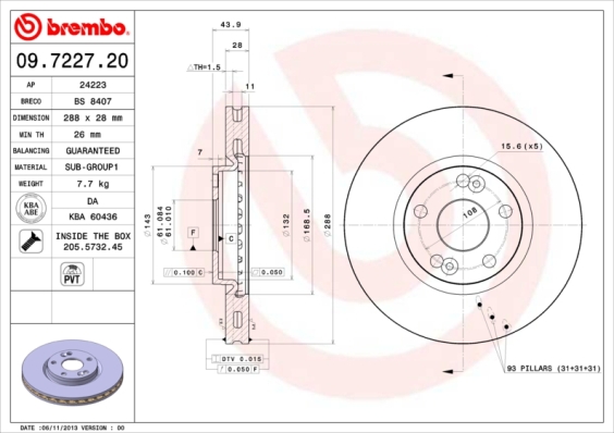 BREMBO Első féktárcsa 09.7227.20_BREMBO