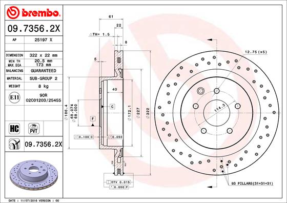 BREMBO Féktárcsa, mind 09.7356.2X_BREMBO