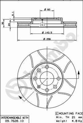 BREMBO Első féktárcsa 09.7628.75_BREMBO