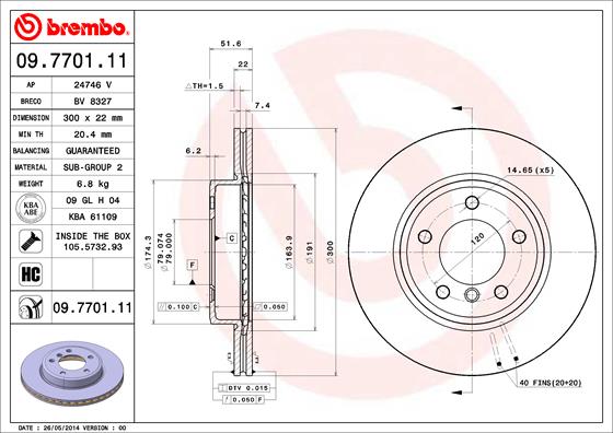 BREMBO Első féktárcsa 09.7701.11_BREMBO