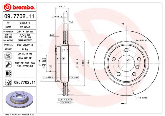 BREMBO Hátsó féktárcsa 09.7702.11_BREMBO