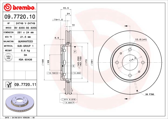 BREMBO Első féktárcsa 09.7720.10_BREMBO