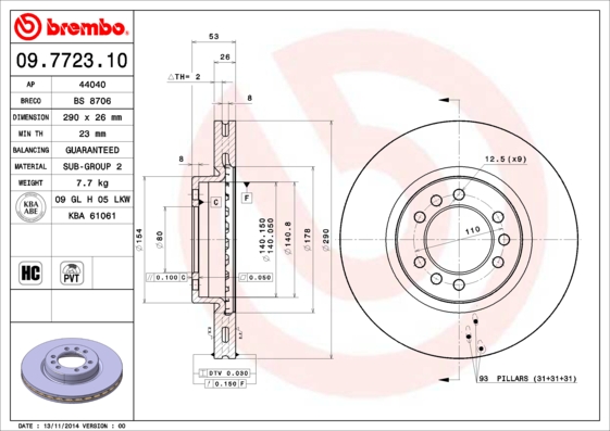 BREMBO Első féktárcsa 09.7723.10_BREMBO