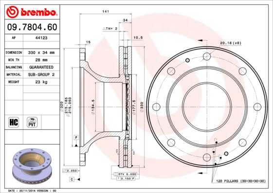 BREMBO Hátsó féktárcsa 09.7804.60_BREMBO