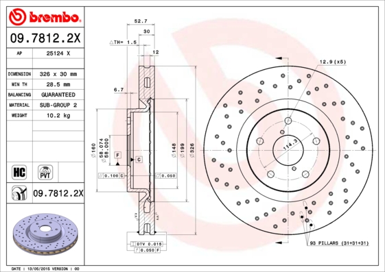 BREMBO Első féktárcsa 09.7812.2X_BREMBO