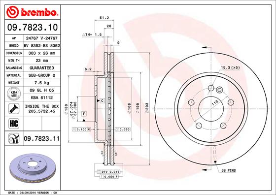 BREMBO Első féktárcsa 09.7823.11_BREMBO