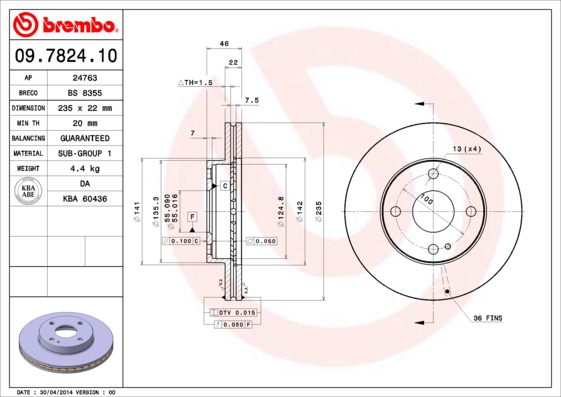 BREMBO Első féktárcsa 09.7824.10_BREMBO