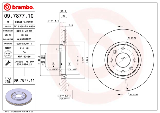 BREMBO Első féktárcsa 09.7877.11_BREMBO