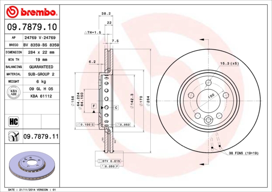 BREMBO Első féktárcsa 09.7879.11_BREMBO