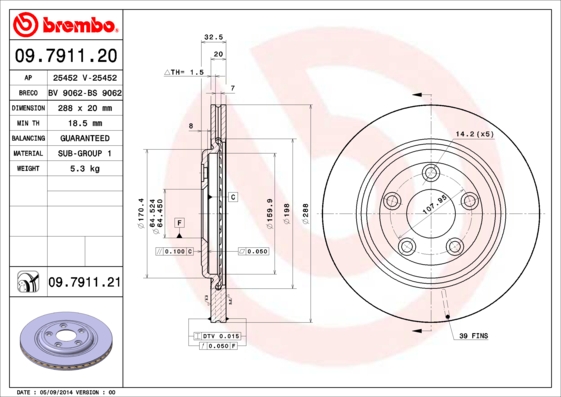 BREMBO Hátsó féktárcsa 09.7911.21_BREMBO