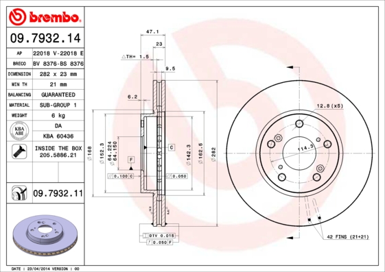 BREMBO Első féktárcsa 09.7932.11_BREMBO