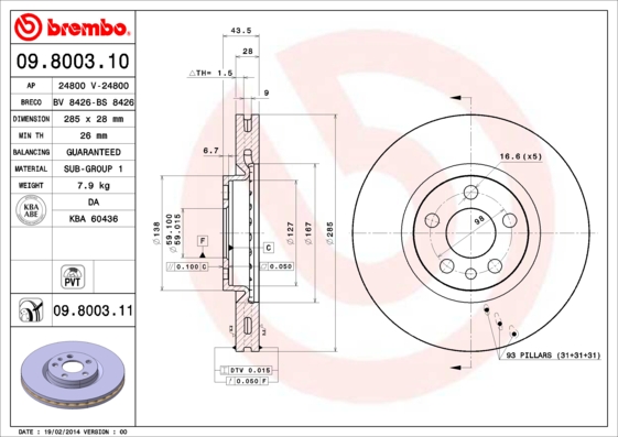 BREMBO Első féktárcsa 09.8003.11_BREMBO