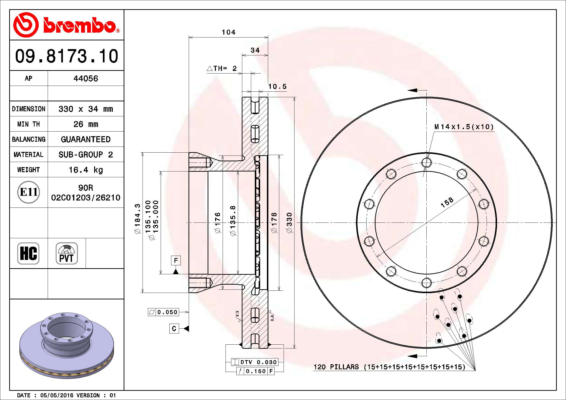 BREMBO Első féktárcsa 09.8173.10_BREMBO