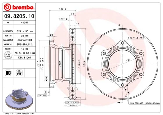 BREMBO Hátsó féktárcsa 09.8205.10_BREMBO