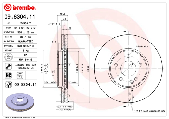 BREMBO Első féktárcsa 09.8304.11_BREMBO