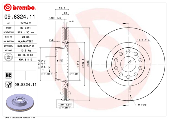 BREMBO Első féktárcsa 09.8324.11_BREMBO