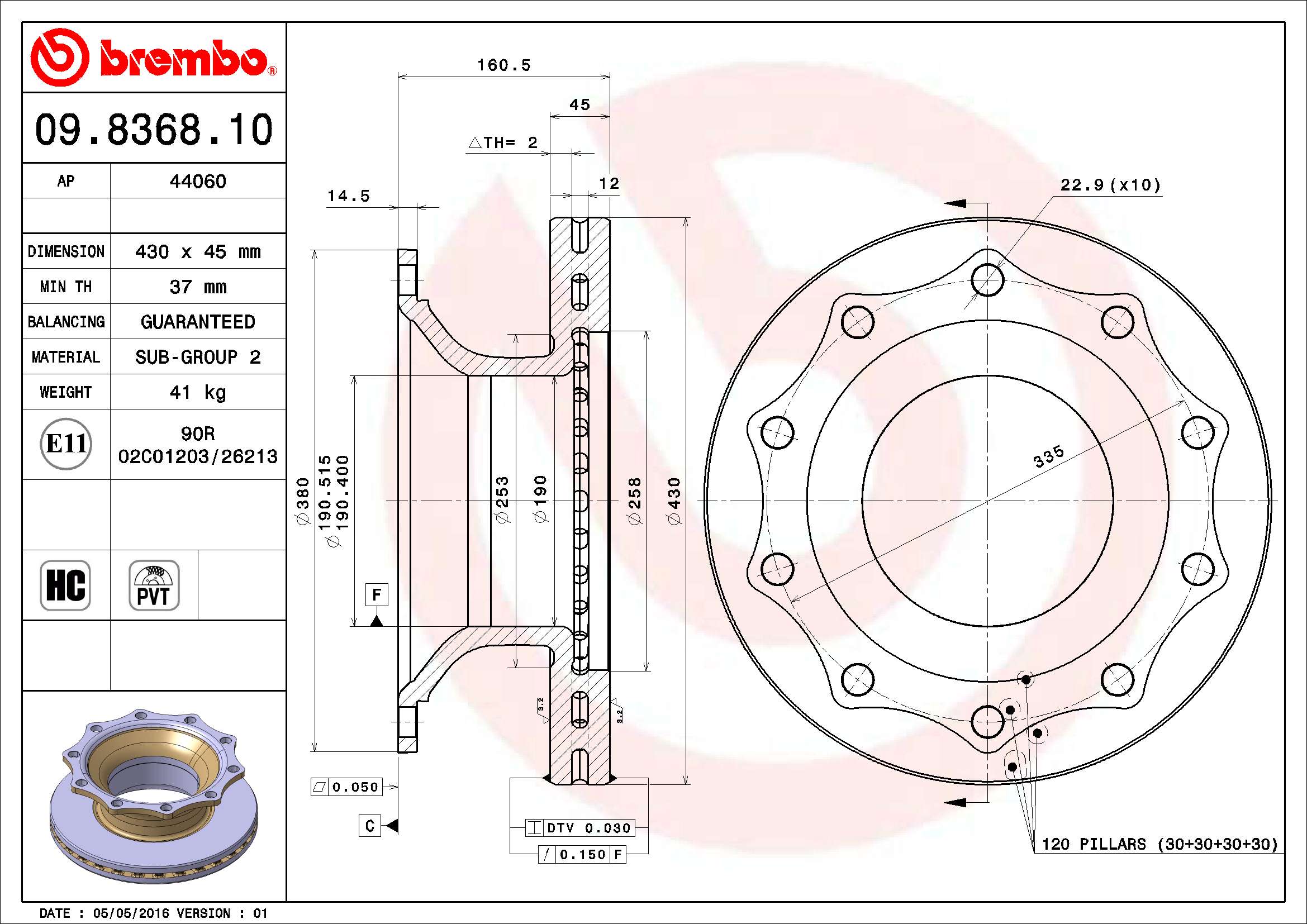 BREMBO Féktárcsa, mind 09.8368.10_BREMBO