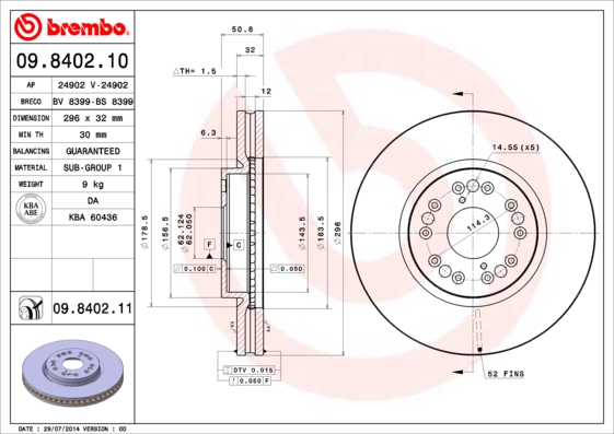 BREMBO Első féktárcsa 09.8402.10_BREMBO