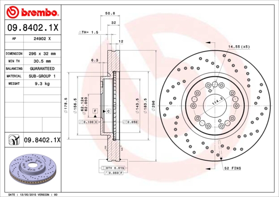 BREMBO Első féktárcsa 09.8402.1X_BREMBO