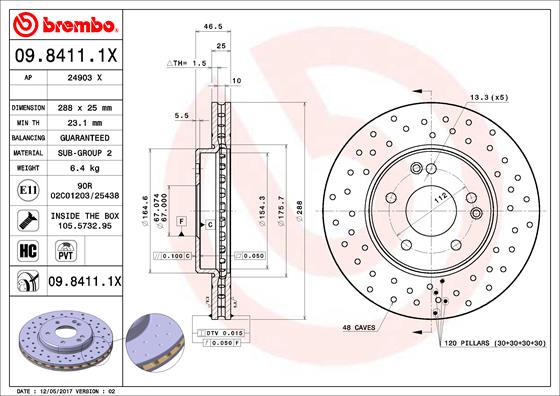 BREMBO Első féktárcsa 09.8411.1X_BREMBO