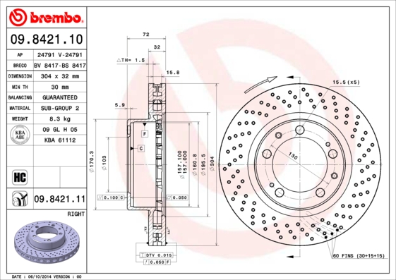 BREMBO Első féktárcsa 09.8421.10_BREMBO