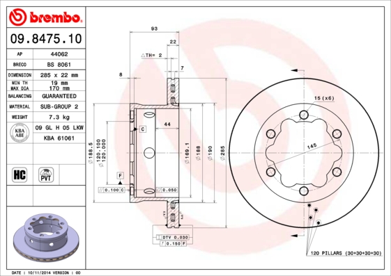 BREMBO Hátsó féktárcsa 09.8475.10_BREMBO