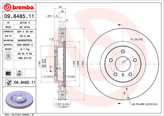 BREMBO Első féktárcsa 09.8485.11_BREMBO