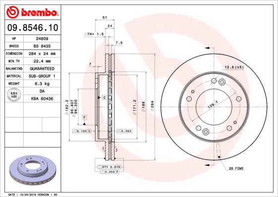 BREMBO Első féktárcsa 09.8546.10_BREMBO