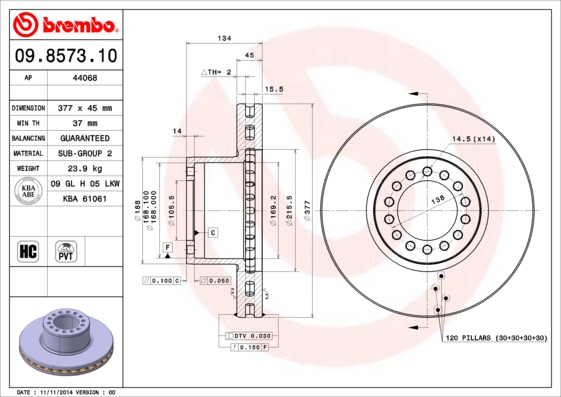 BREMBO Első féktárcsa 09.8573.10_BREMBO