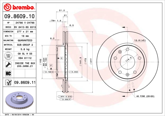 BREMBO Első féktárcsa 09.8609.11_BREMBO