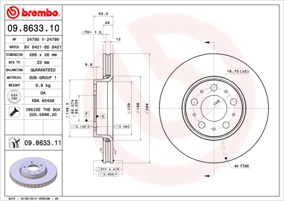 BREMBO Első féktárcsa 09.8633.11_BREMBO