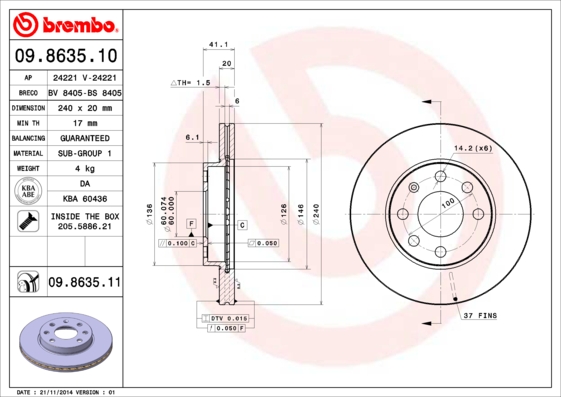 BREMBO Első féktárcsa 09.8635.11_BREMBO