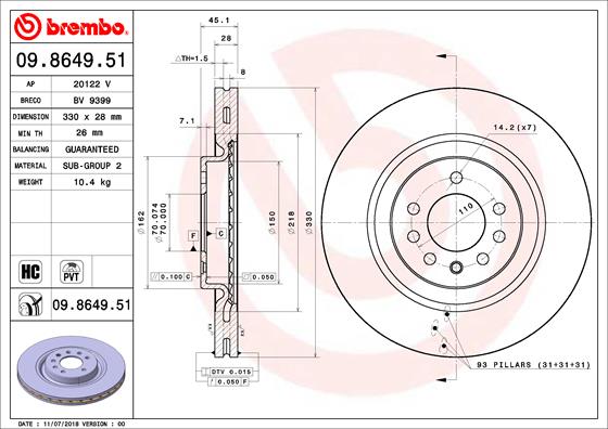 BREMBO Féktárcsa, mind 09.8649.51_BREMBO