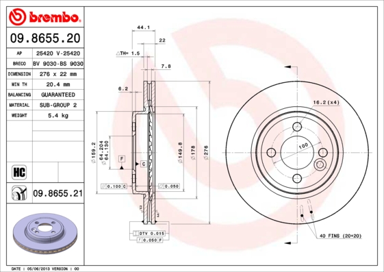 BREMBO Első féktárcsa 09.8655.21_BREMBO