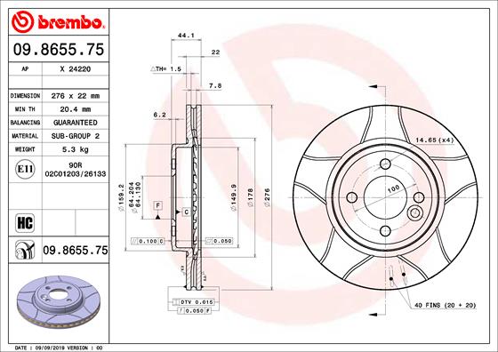 BREMBO Első féktárcsa 09.8655.75_BREMBO