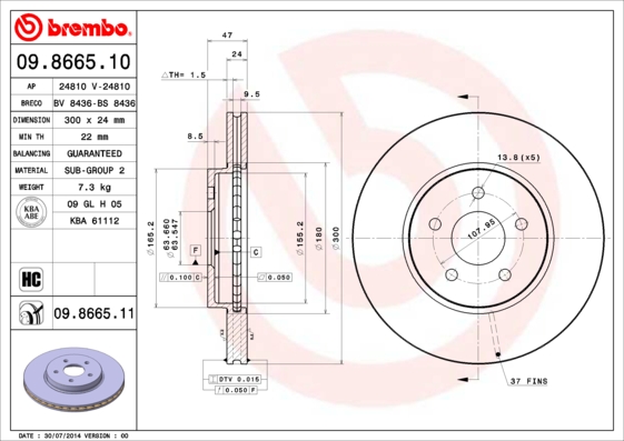 BREMBO Első féktárcsa 09.8665.10_BREMBO