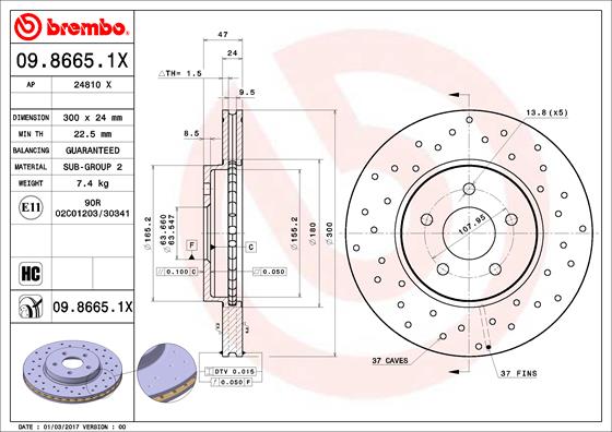 BREMBO Féktárcsa, mind 09.8665.1X_BREMBO