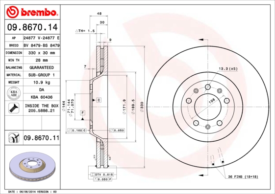 BREMBO Első féktárcsa 09.8670.11_BREMBO