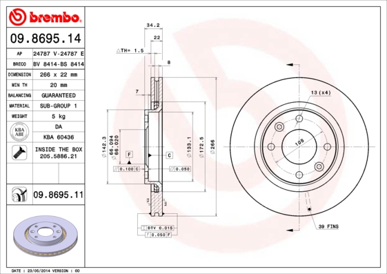 BREMBO Első féktárcsa 09.8695.11_BREMBO