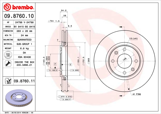 BREMBO Első féktárcsa 09.8760.10_BREMBO