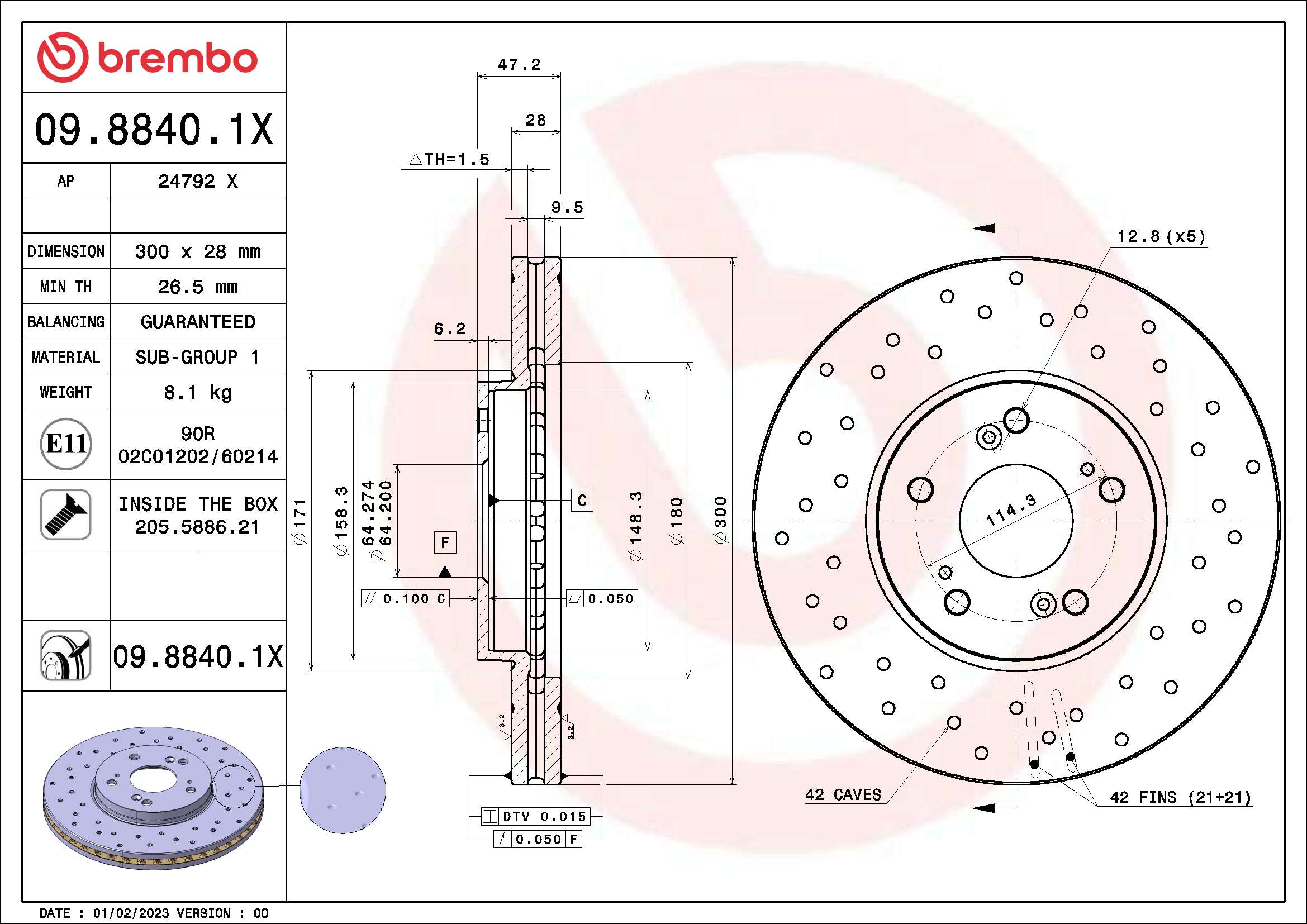 BREMBO Féktárcsa, mind 09.8840.1X_BREMBO