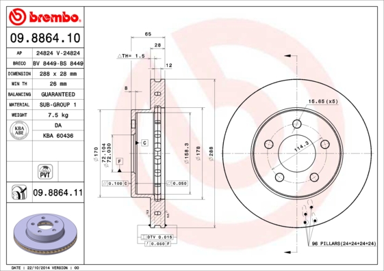 BREMBO Első féktárcsa 09.8864.11_BREMBO