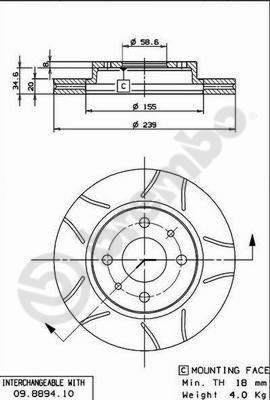 BREMBO Első féktárcsa 09.8894.75_BREMBO