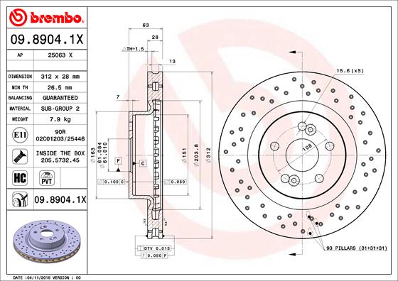 BREMBO Féktárcsa, mind 09.8904.1X_BREMBO